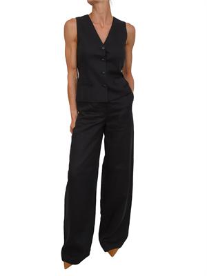 Gilet MSTCARNET Max Mara Studio in puro lino nero in DONNA