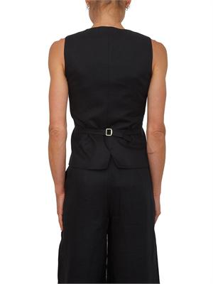 Gilet MSTCARNET Max Mara Studio in puro lino nero in DONNA