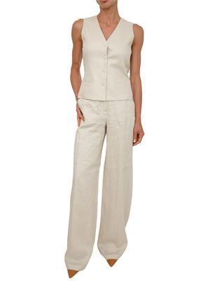 Gilet MSTCARNET Max Mara Studio in puro lino beige in DONNA