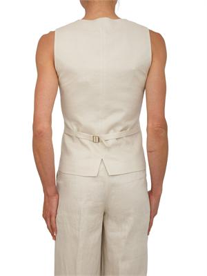 Gilet MSTCARNET Max Mara Studio in puro lino beige in DONNA