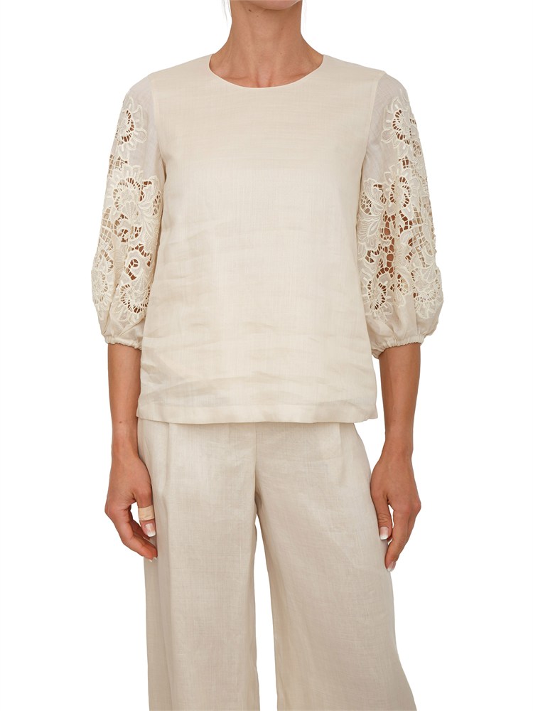 Blusa MSTORDINE Max Mara Studio in garza ramiÉ beige