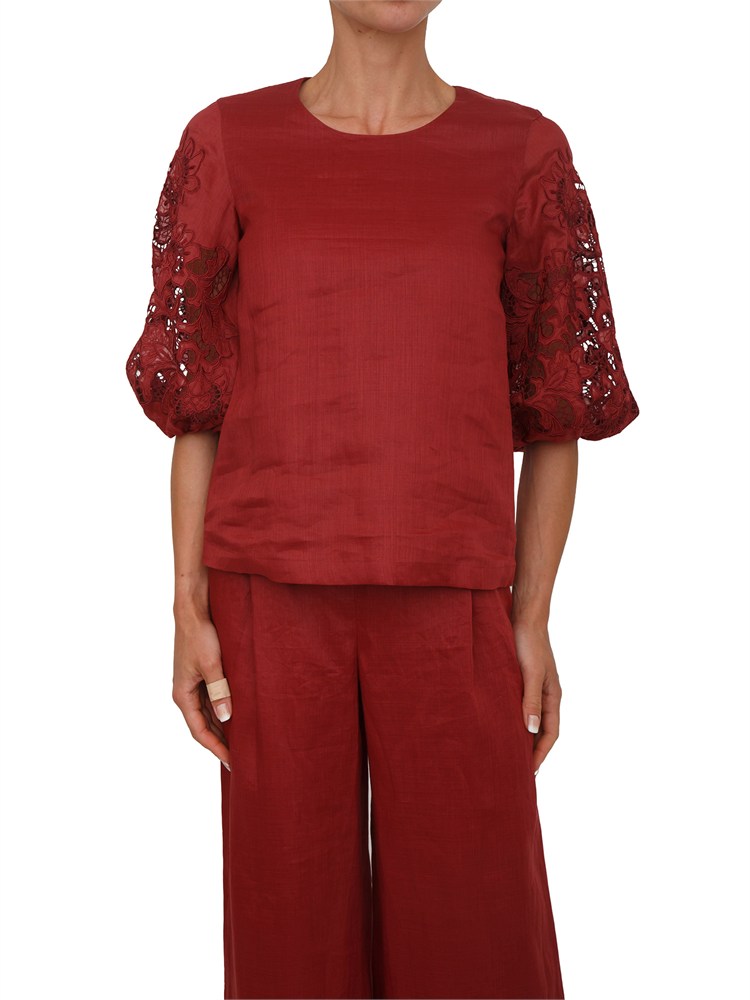 Blusa MSTORDINE Max Mara Studio in garza ramiÉ rossa