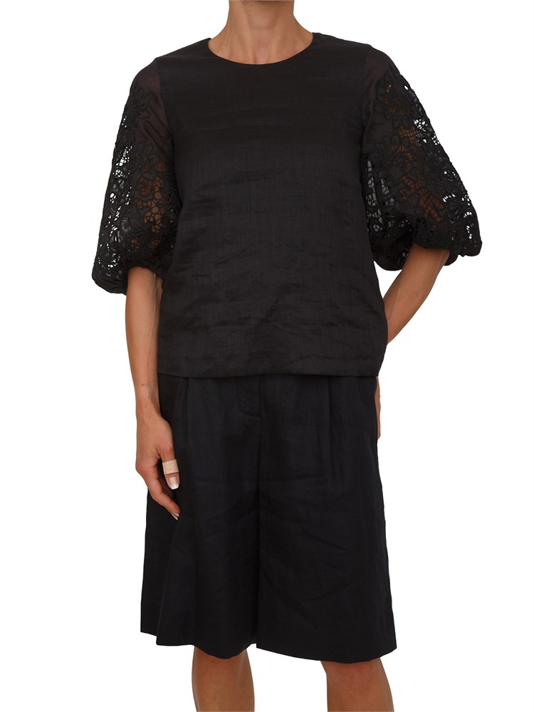 Blusa MSTORDINE Max Mara Studio in garza ramiÉ nera