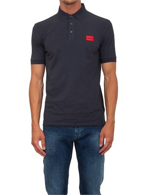 BOSS Polo blu Hugo uomo in cotone con logo in UOMO