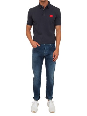 BOSS Polo blu Hugo uomo in cotone con logo in UOMO