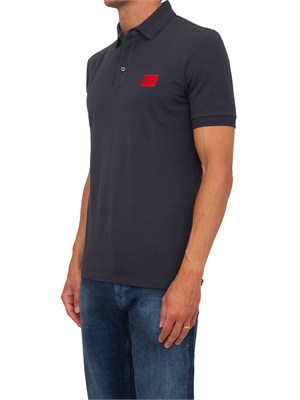 BOSS Polo blu Hugo uomo in cotone con logo in UOMO