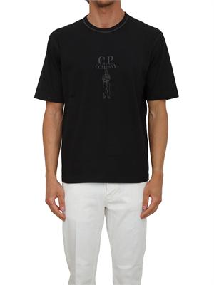 T-shirt C.P. Company in cotone nero con logo in UOMO