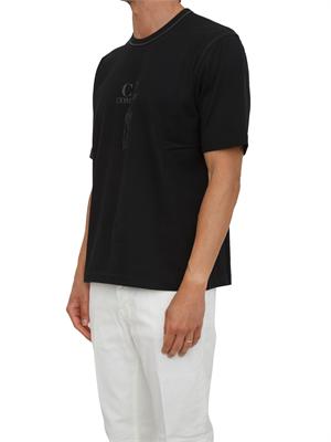 T-shirt C.P. Company in cotone nero con logo in UOMO