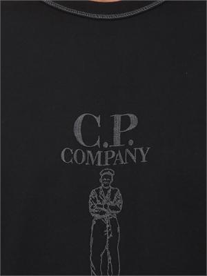 T-shirt C.P. Company in cotone nero con logo in UOMO