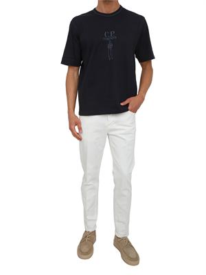 T-shirt C.P. Company in cotone blu con logo in UOMO