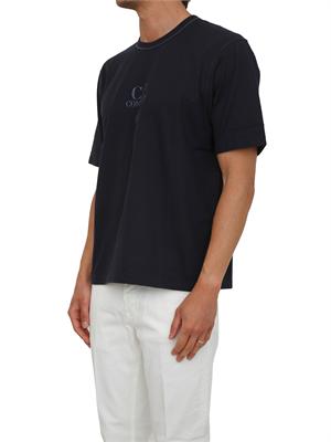 T-shirt C.P. Company in cotone blu con logo in UOMO