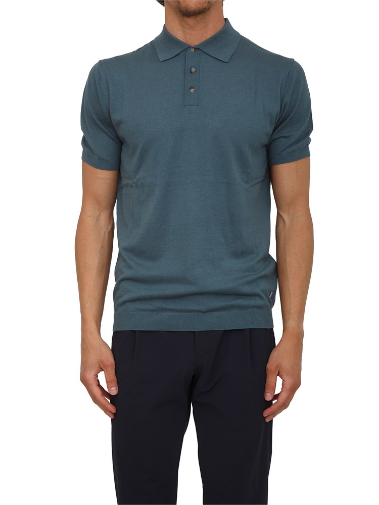 Polo maglia Liu Jo uomo in filato cotone e seta petrolio