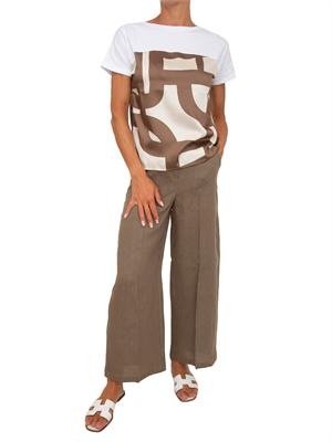 T-shirt Emmlampada Emme Marella in twill stampa marrone in DONNA