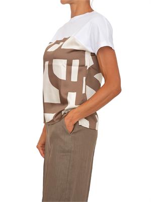 T-shirt Emmlampada Emme Marella in twill stampa marrone in DONNA