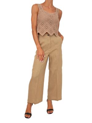 Top Emmcaladio Emme Marella in cotone crochet beige in DONNA