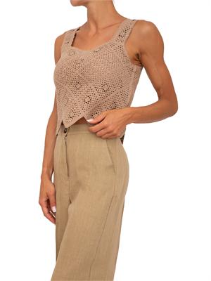Top Emmcaladio Emme Marella in cotone crochet beige in DONNA