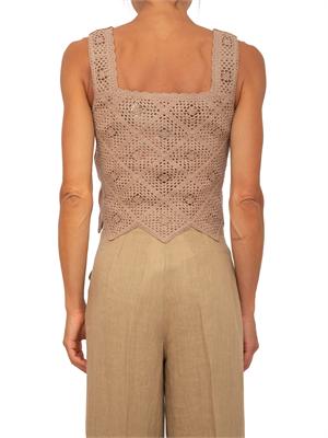 Top Emmcaladio Emme Marella in cotone crochet beige in DONNA