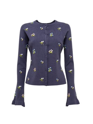 Completo (cardigan+top) Blugirl in viscosa blu ricamo fiori in DONNA