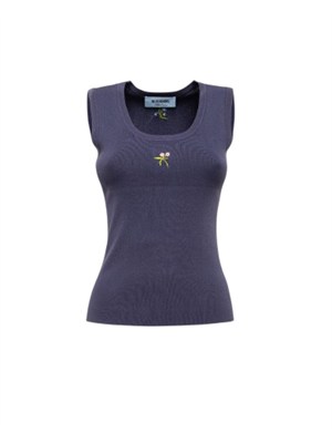 Completo (cardigan+top) Blugirl in viscosa blu ricamo fiori in DONNA