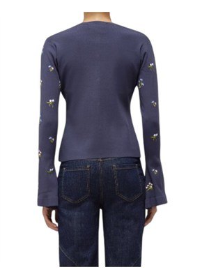 Completo (cardigan+top) Blugirl in viscosa blu ricamo fiori in DONNA