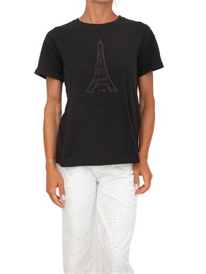 T-shirt Liu Jo donna in cotone nero e ricamo in DONNA