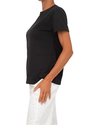 T-shirt Liu Jo donna in cotone nero e ricamo in DONNA