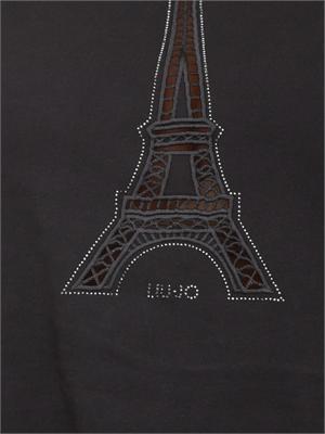 T-shirt Liu Jo donna in cotone nero e ricamo in DONNA
