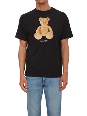 T-shirt nera Palm Angels stampa bear grande in UOMO