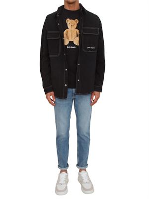 T-shirt nera Palm Angels stampa bear grande in UOMO