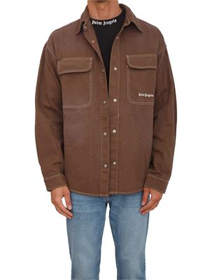 Camicia overshirt Palm Angels marrone con tasche in UOMO