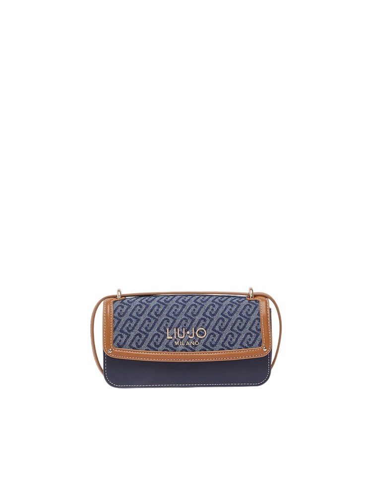 Borsa Liu Jo donna in denim blu scuro jacquard e logo