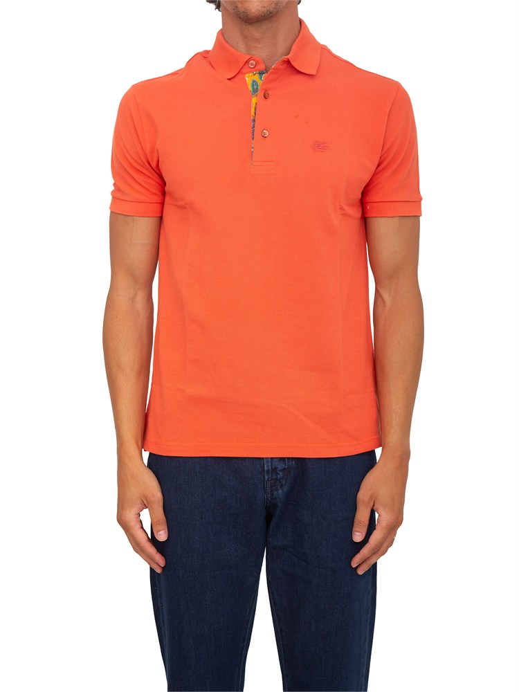 Polo Etro uomo in cotone corallo logo ton sur ton