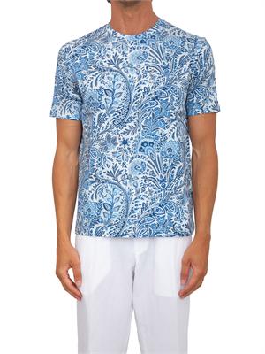 T-shirt Etro uomo fantasia Paisley azzurra in UOMO