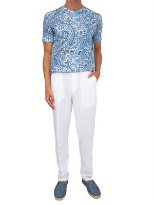 T-shirt Etro uomo fantasia Paisley azzurra in UOMO