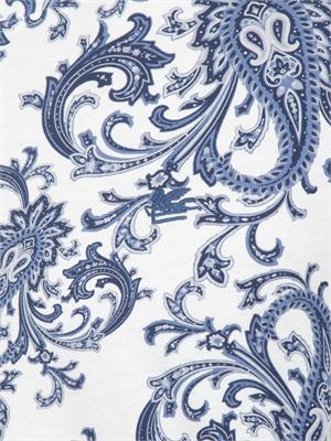 T-shirt girocollo Etro uomo in cotone fantasia Paisley blu in UOMO