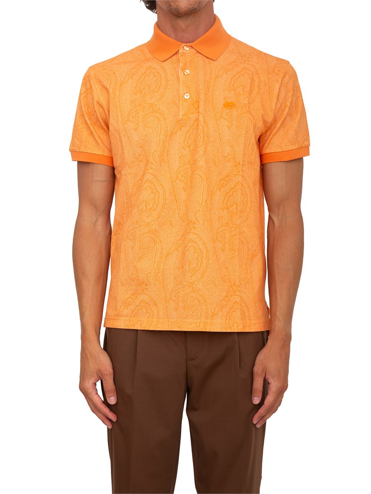 Polo Etro uomo fantasia Paisley arancione