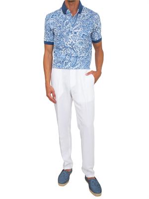 Polo Etro uomo in cotone fantasia Paisley azzurra in UOMO