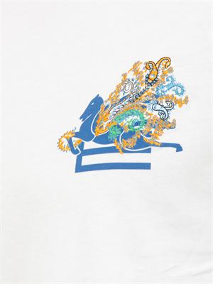 T-shirt bianca Etro donna in cotone e logo a contrasto in DONNA