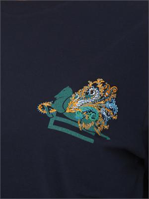 T-shirt Etro donna in cotone blu e logo a contrasto in DONNA