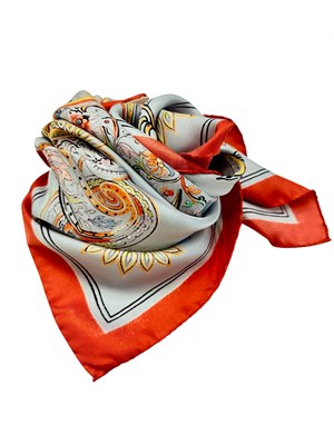 Foulard Etro stampa Paisley in seta azzurra e corallo in DONNA
