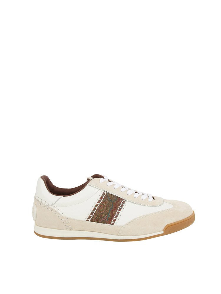 Sneakers Etro uomo in pelle bianca e suede