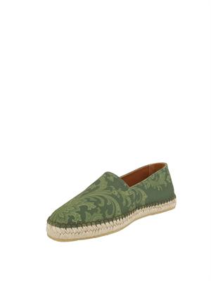Espadrillas Etro uomo in tela di cotone verde Paisley in UOMO