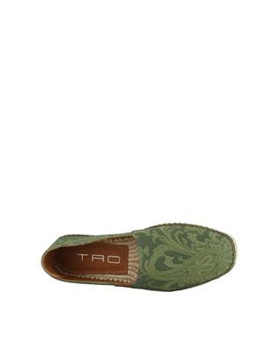 Espadrillas Etro uomo in tela di cotone verde Paisley in UOMO