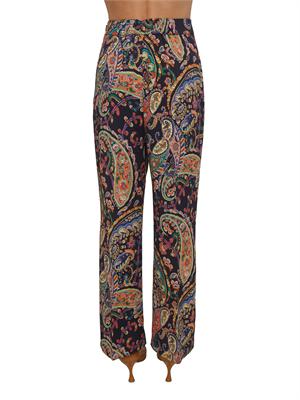 Pantaloni Etro in tessuto twill blu stampa Paisley in DONNA