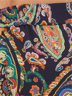 Pantaloni Etro in tessuto twill blu stampa Paisley in DONNA