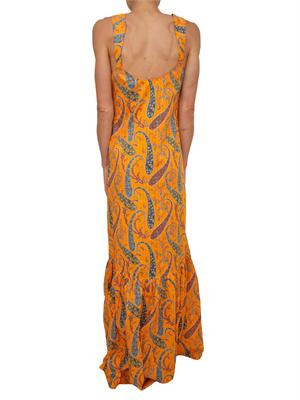 Abito lungo Etro in puro cotone plumetis arancione stampato in DONNA