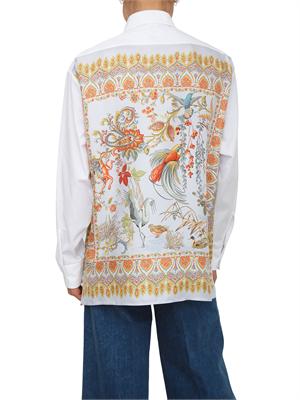 Camicia bianca Etro donna in cotone con inserto seta stampato in DONNA