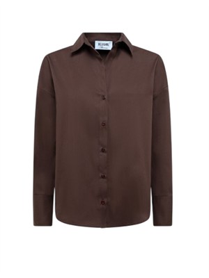 Camicia marrone Blugirl in popeline di cotone pizzo dietro in DONNA