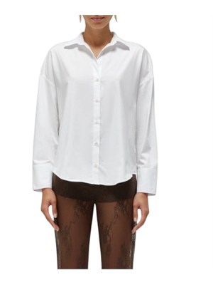 Camicia bianca Blugirl in popeline di cotone pizzo dietro in DONNA