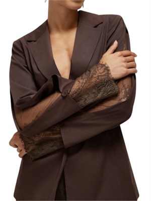 Giacca marrone Blugirl in cotone e maniche pizzo in DONNA